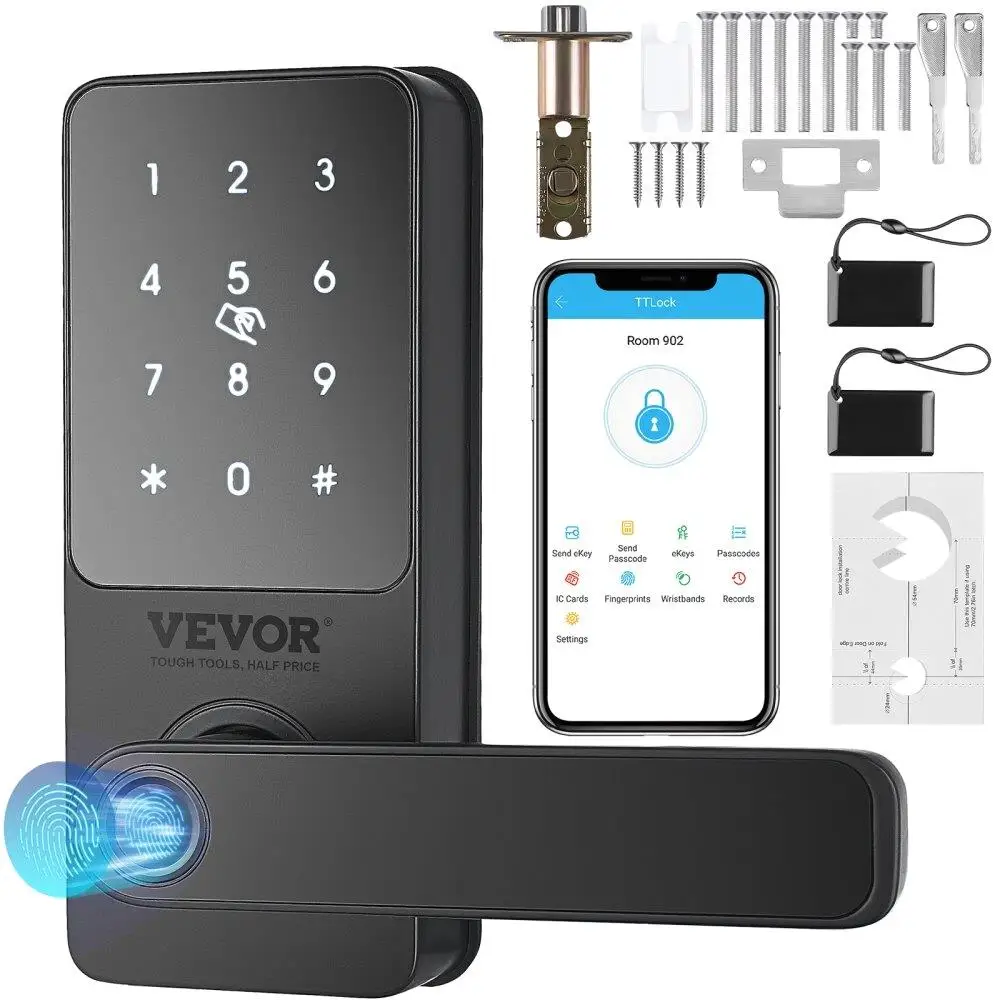 

Smart Deadbolt 5in1 Fingerprint Door Lock App Control Bluetooth Keyless Entry Biometric Keypad Digital for front Door Lock