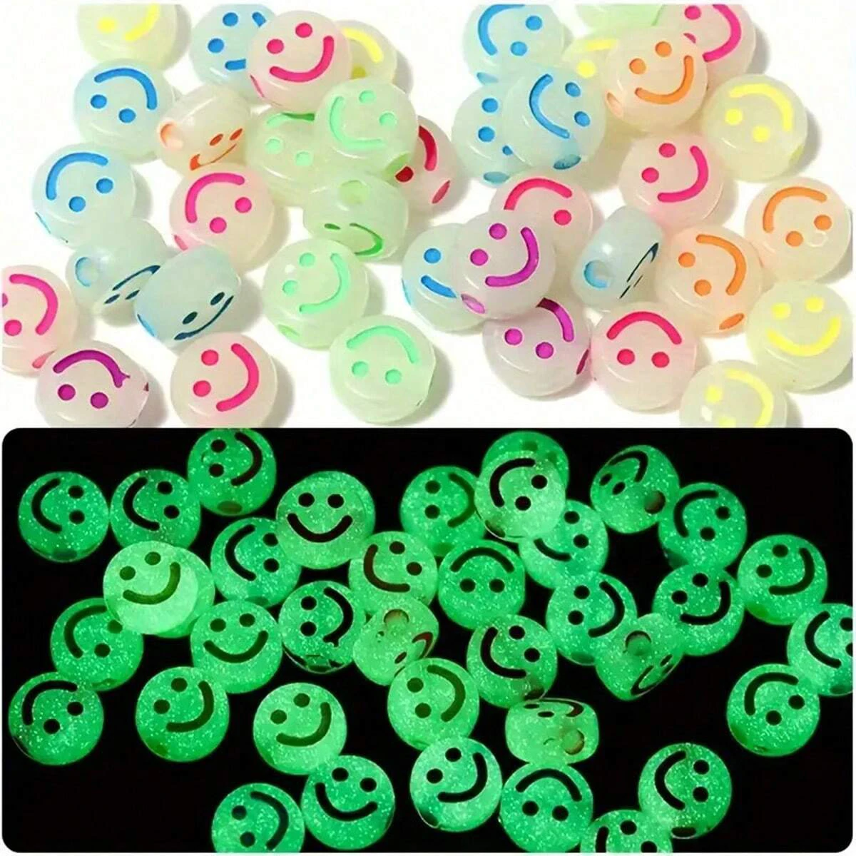 600/150pcs 7mm Glow Dark Acrylic Beads - Mixed Color Beading Supplies for DIY Jewelry Making, Halloween Fashion Accessories image 4