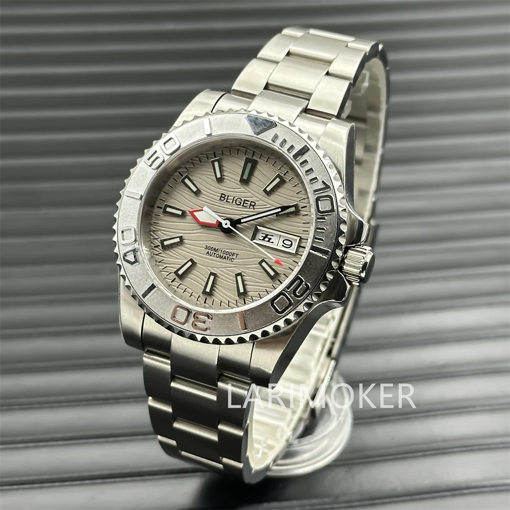 

BLIGER40mm men's Khaki diving watch NH36 Automatic movement Textured dial sapphire glass 10ATM waterproof