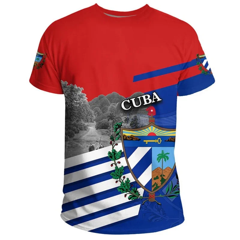 Fashion 3D Print Cuba Flag T Shirt Men Cuban National Emblem T-shirts Streetwear Short Sleeve Oversized Tees Summer Top Clothing