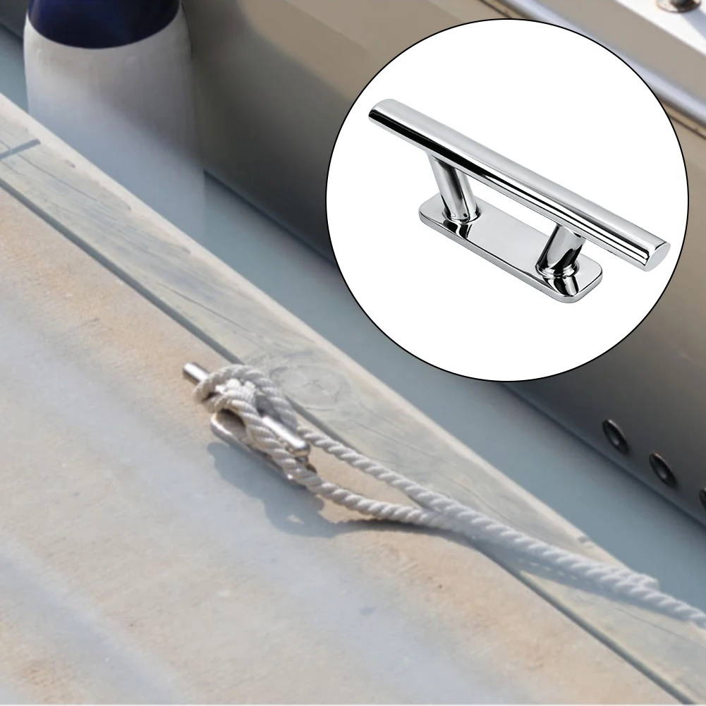 6/8inch Marine 316 Stainless Steel Mooring Cleat For Marine Boat Yacht Bollard Mount Flat Top Cleat For Boat Docks Open Cleats