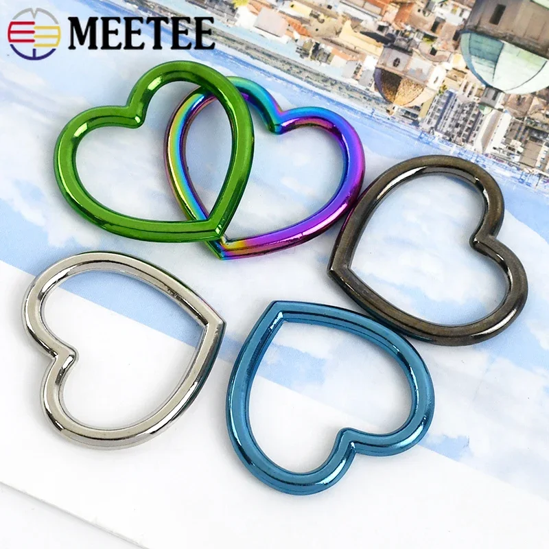 Meetee 5/10/20Pcs O Ring Metal Buckle Heart Shaped Circular Rings Hook Bag Strap Connecting Round Circle Buckles Accessories