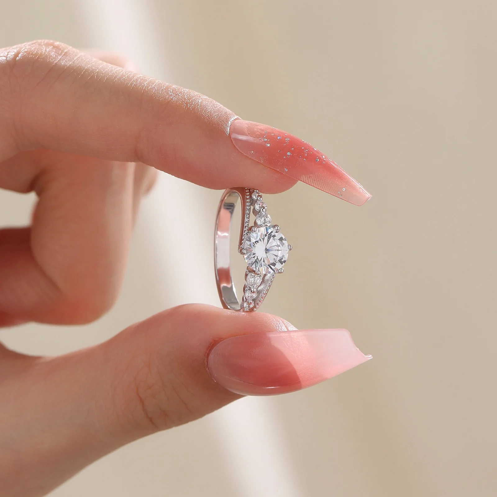 Blossom Ring Women's 1ct Moissanite PT950 Platinum - Minimalist agile style, platinum band, perfect delicate stacking piece