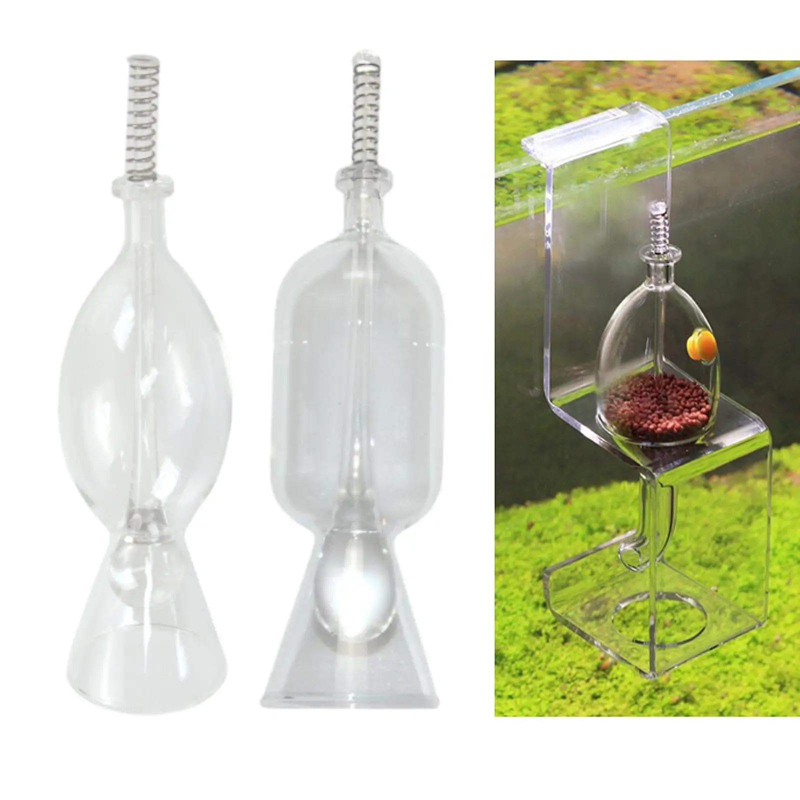 Clear Glass Fish Feeder Easy to Use Fishtank Accessories for Goldfish Pelleted Foods Freshwater Saltwater Fishtanks Flake Foods