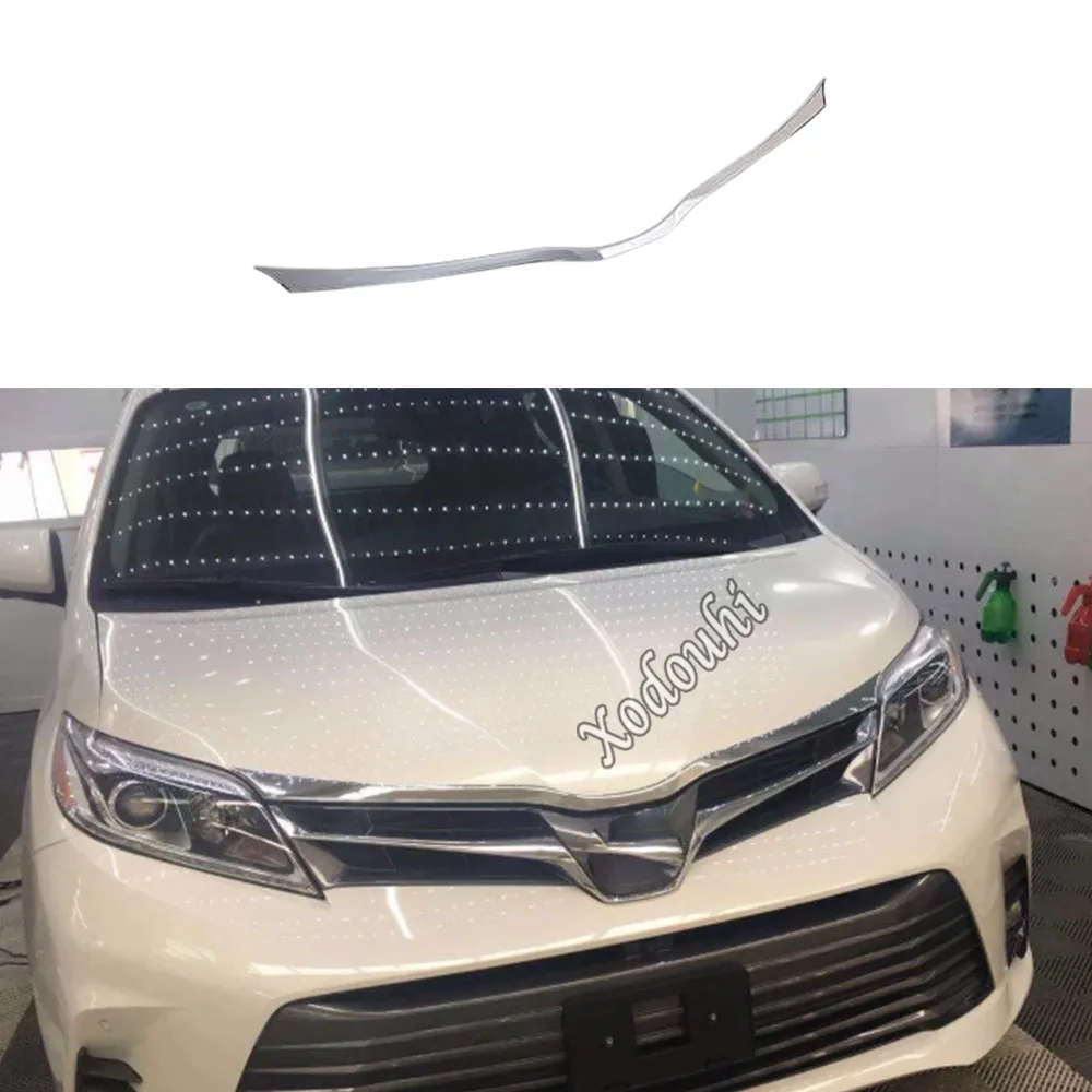 

For Toyota Sienna 2015 2016 2017 2018 2019 2020 ABS Chrome Front Engine Machine Grille Grill Racing Upper Cover Sticker Lid Trim