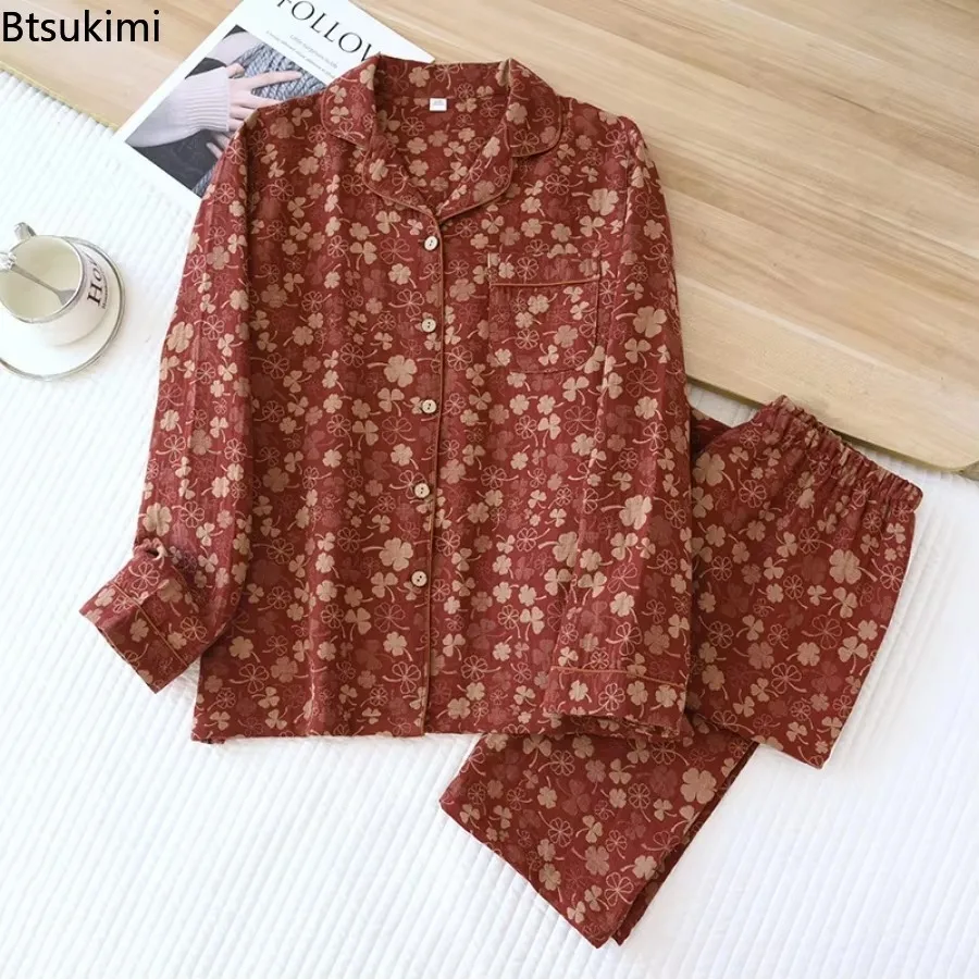 New 2025 Women's Spring and Autumn Color Cotton Long-sleeved Suit Jacquard Cotton Women's Pajamas Large Cardigan Home Clothes