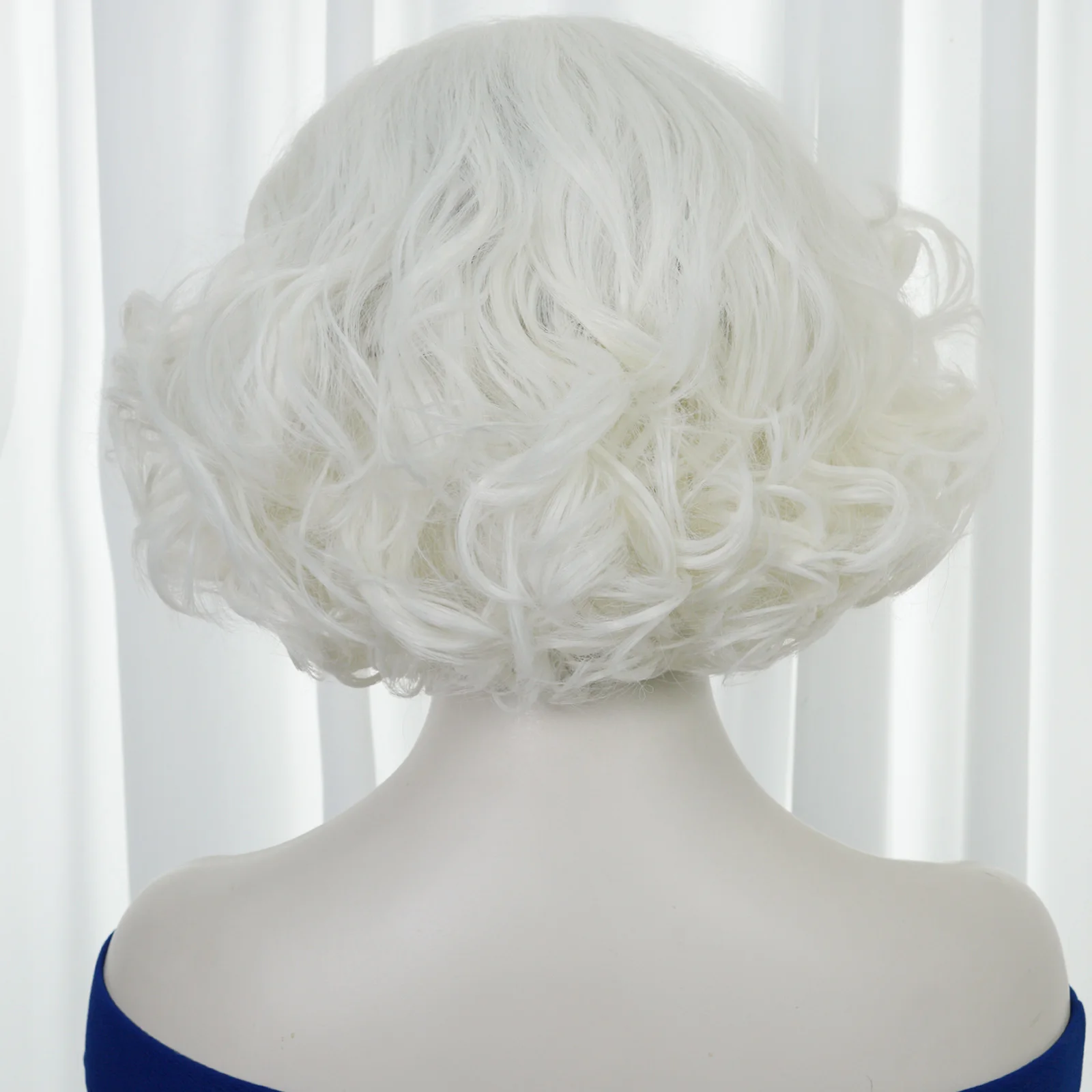 Off White Vintage Big Wavy Short Curly Women Costume Wig, Fluffy Flip Out Full Bodied Curl, Retro Celebrity Style Cosplay Wig