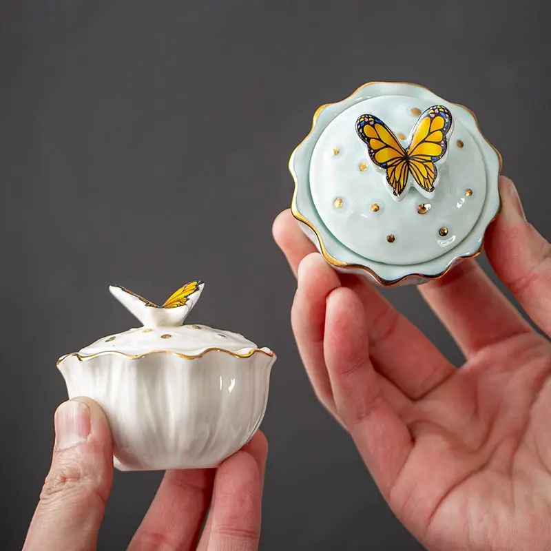 

New Butterfly Tea Canister Mini Storage Canister Pink Cute Sealed Canister Simple Girls' Accessories Jewelry Box
