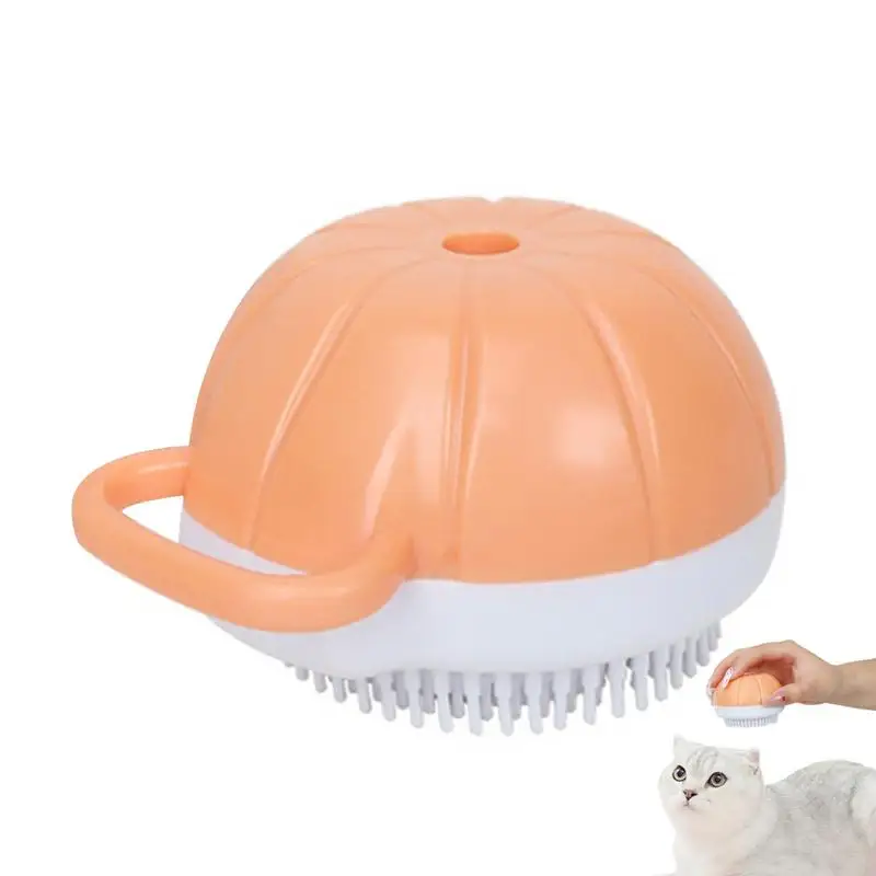 Dog Shampoo Brush Scrubber Dog Scrubber Dog Brushes Pumpkin-Shaped Comfortable Grip Shampoo Dispenser For Pet Dog Cat Hair