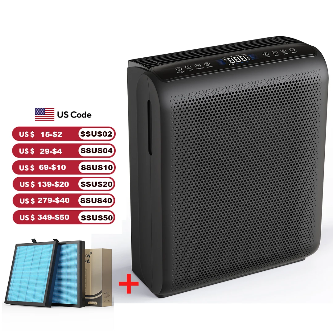 AROEVE Air Purifier 1504 Sq.Ft Touch Control Smart Timer 3 Speed , Washable Filters, for Pet Dander, Pollen, Smoke Bedroom, MK07