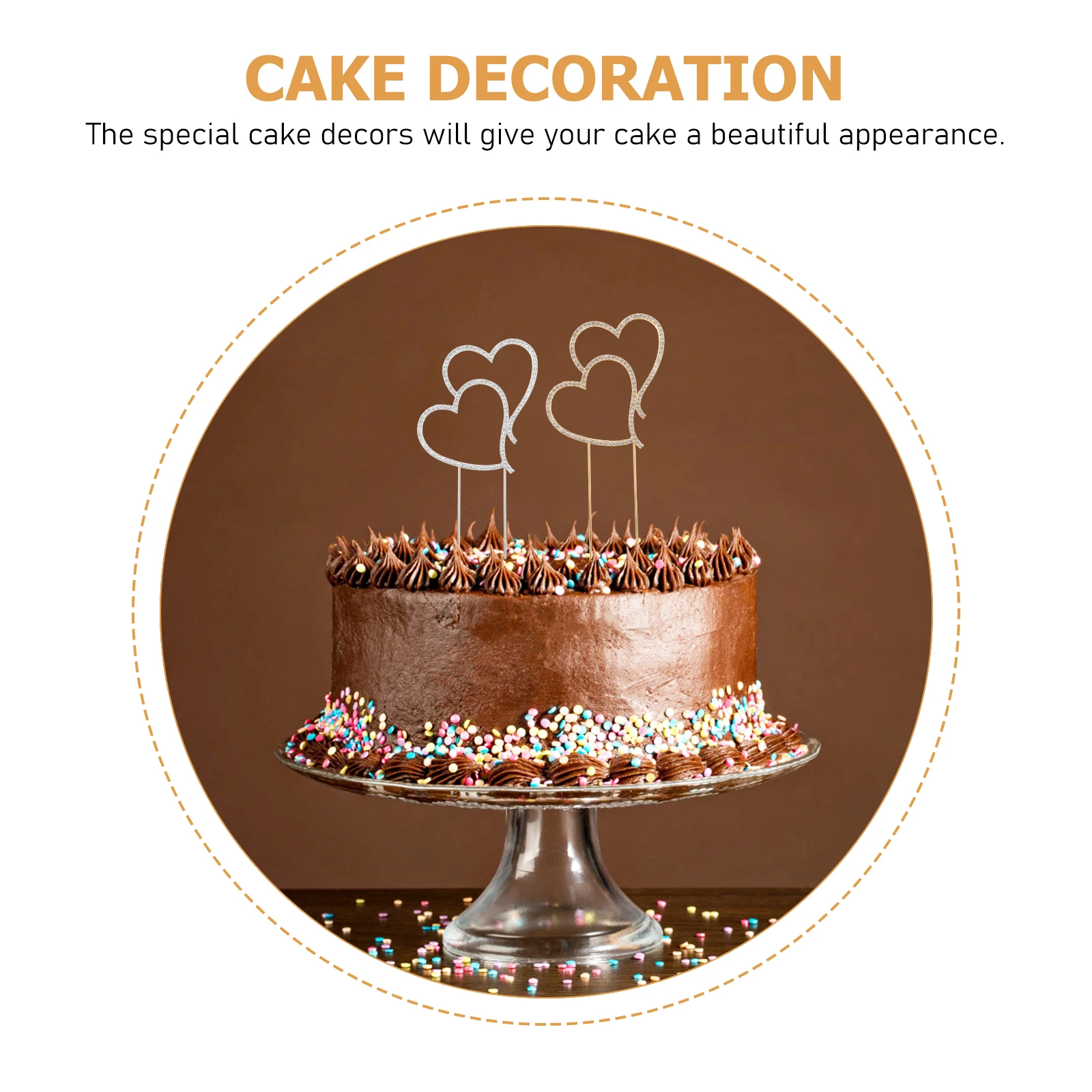 

2Pcs Shaped Wedding Bridal Heart Cake Decorations Heart Picks Shower Birthday Party Cupcake Toppers Unique Cake Decor