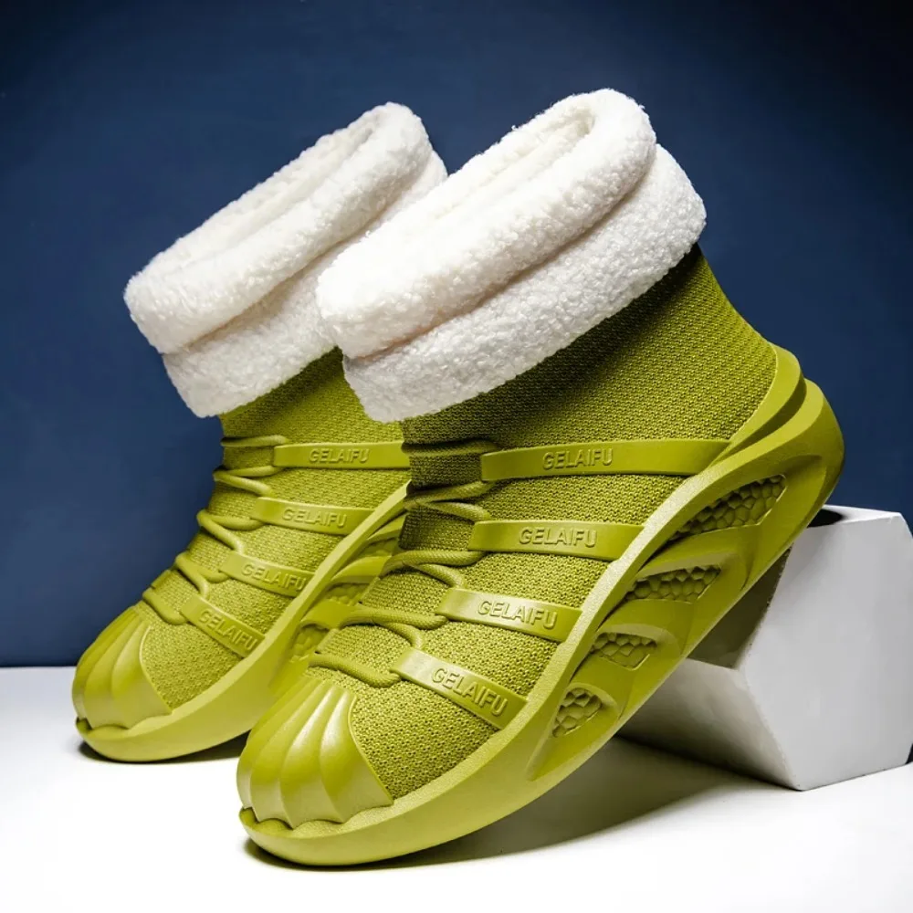 

2026 Winter Couple Fashion Knitted Elastic Socks Shoes Ankle Boots Platform Big Size 47 78 Short Plush