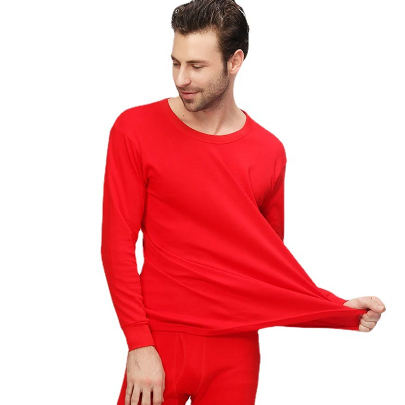 Thermal Underwear Set Men Women 100% Cotton Can Not Ball Does Not Fade Color Is The Year of The Dragon Wedding Red Long Johns