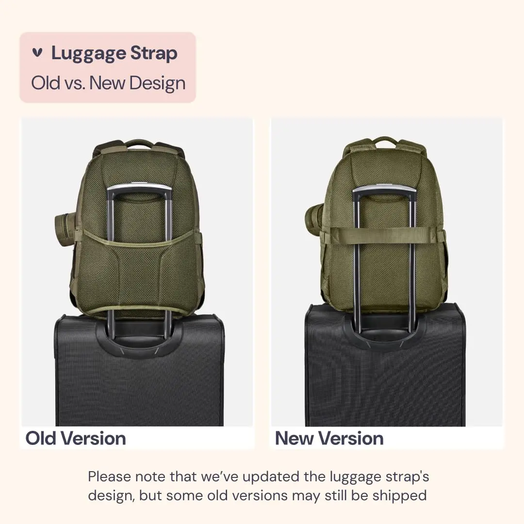 Grand sac à dos imperméable pour couches avec matelas à langer, clips pour poussette et sangle à bagages - Vert armée