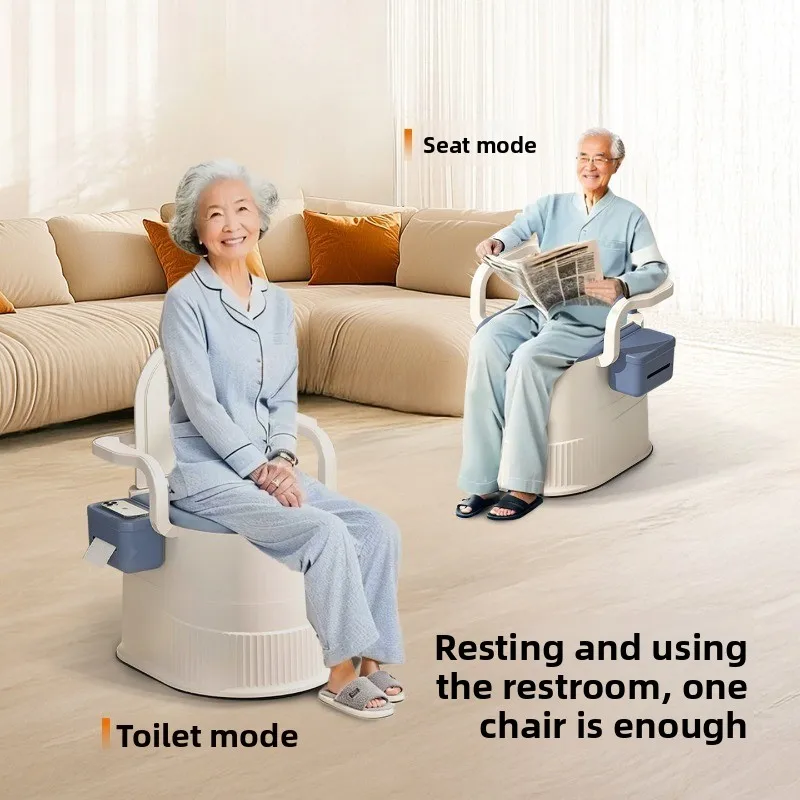 2 in 1 Shower Chairs Commode Chair with Wheels Portable Toilet Seat Adjustable Height Mobile Bedside Potty for Elderly Pregnancy