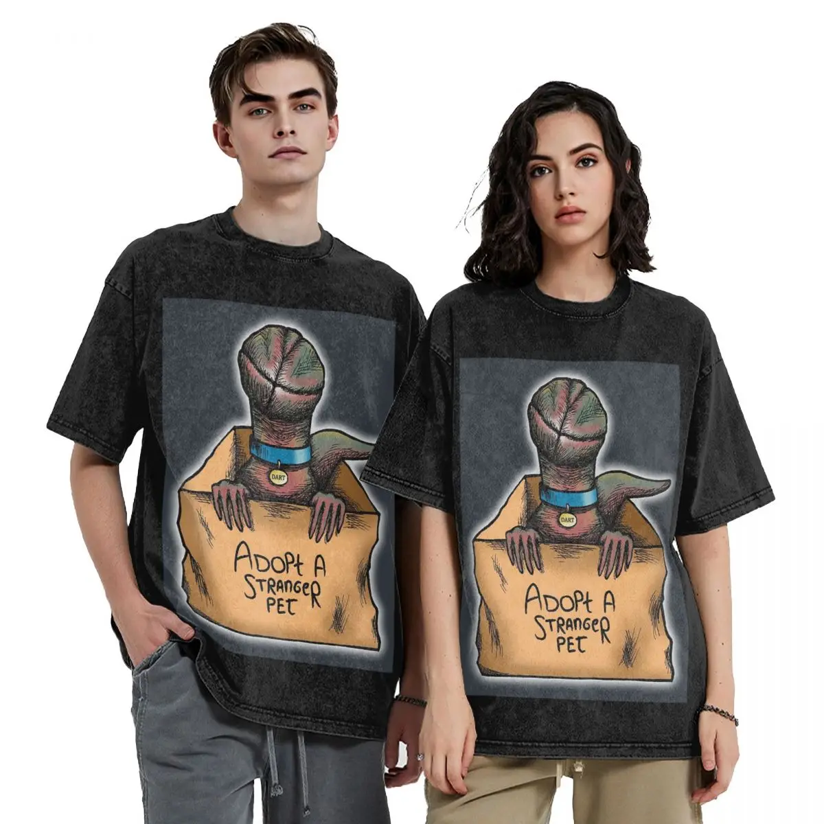 Adopt A Stranger Pet Washed T Shirts Oversized Short Sleeve Hip Hop T-Shirt Streetwear Tops Tees for Men Women