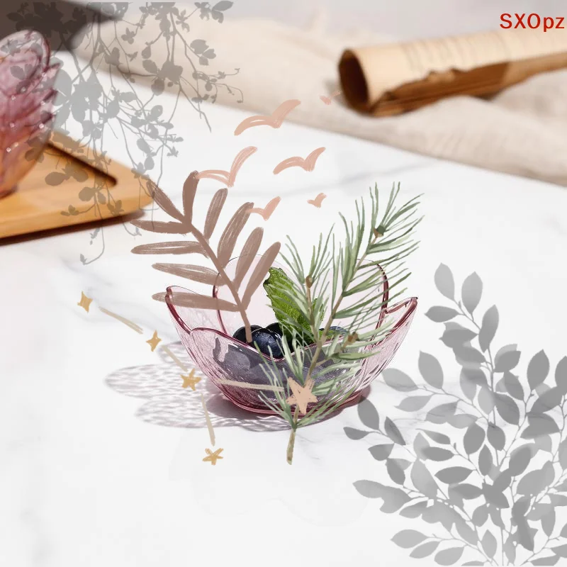 Flower Shaped Clear Plastic Bowls Stackable Design Perfect For Serving Fruits Snacks Nuts Home Daily Use