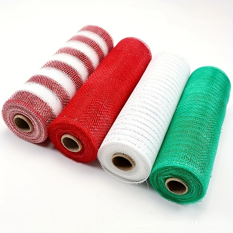 عيد الميلاد شبكة الشريط المعدني احباط أحمر أخضر أبيض لفات DIY بها بنفسك مشروع اكاليل زينة الحفلات الخريف عطلة لوازم الحرفية