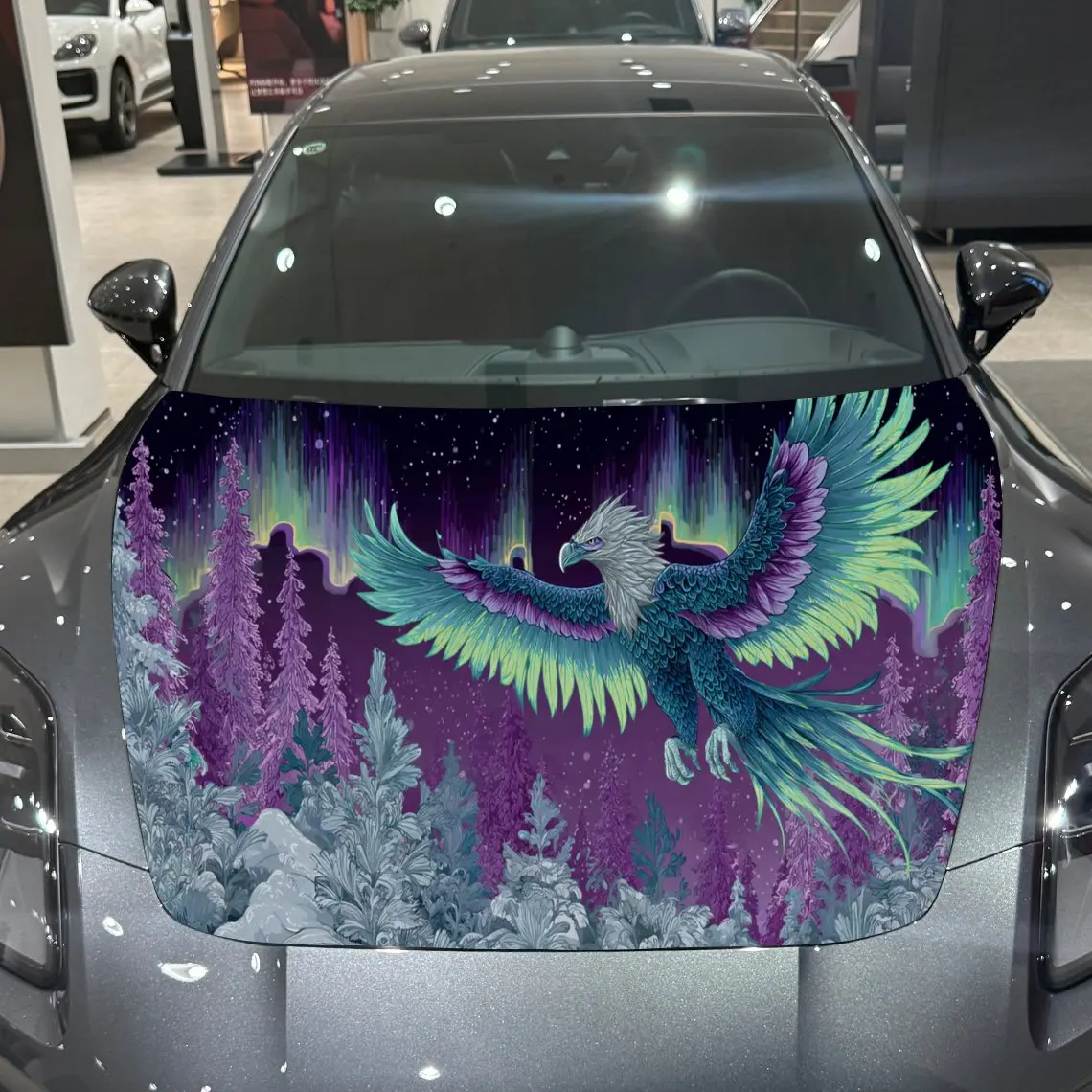 

Aurora Phoenix Car Hood Sticker PVC Self Waterproof Stick, Striking Auto Exterior Accessories Decor Protect Gift for Car Lover
