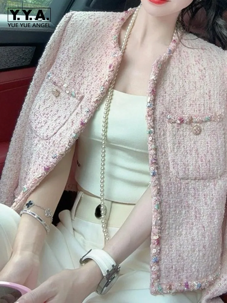 

Элегантный однобортный женский жакет однотонного цвета с карманами, модный, с круглым вырезом, длинными рукавами, прямого кроя, для офиса