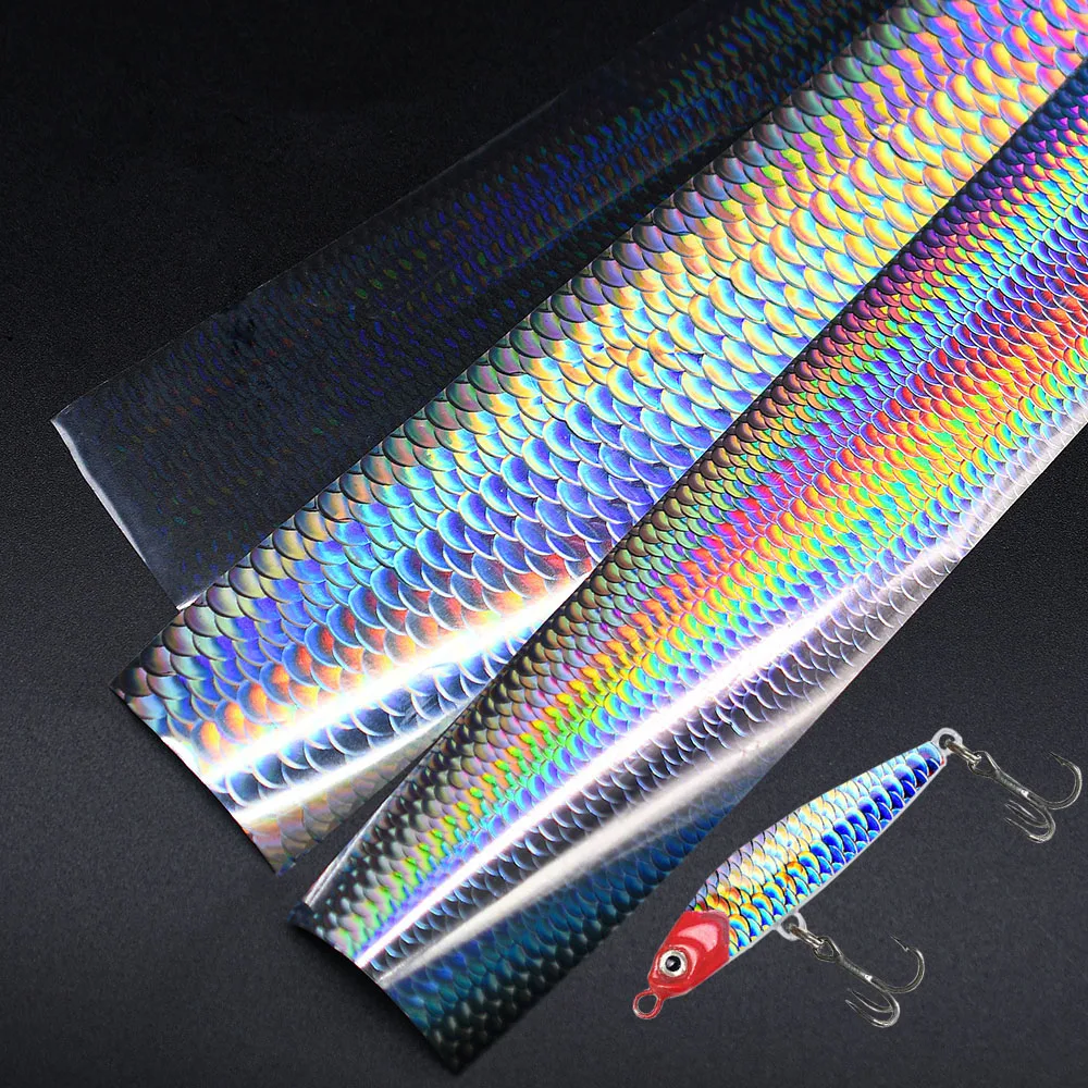 4X50CM Holographic Fish Scale Transfer Foil Art DIY Laser Silver Decals Hot Stamping Foil for Fishing Lure