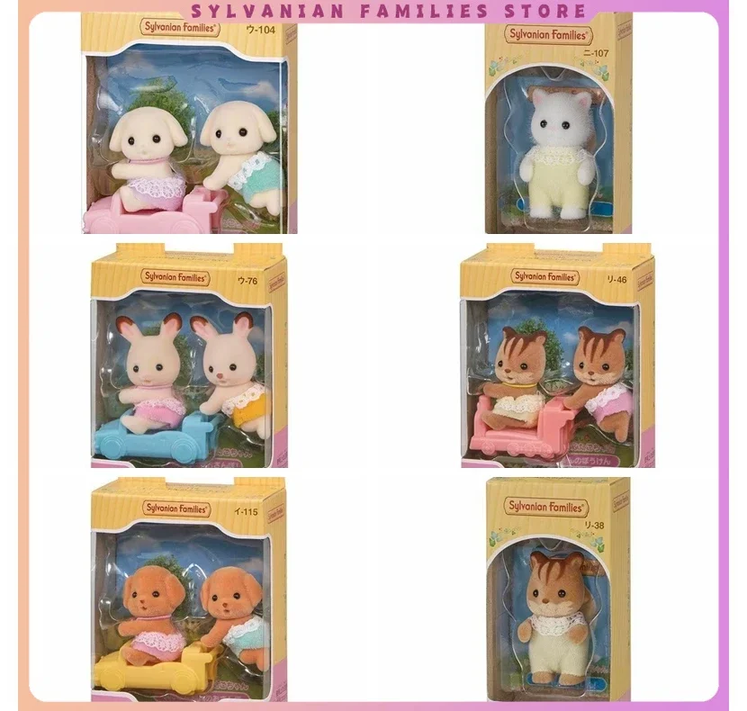 Sylvanian Families Anime Girl Figures Kindergarten Series Happy Primary School Rainbow Castle School Bus Tree Cabin Kids Toy