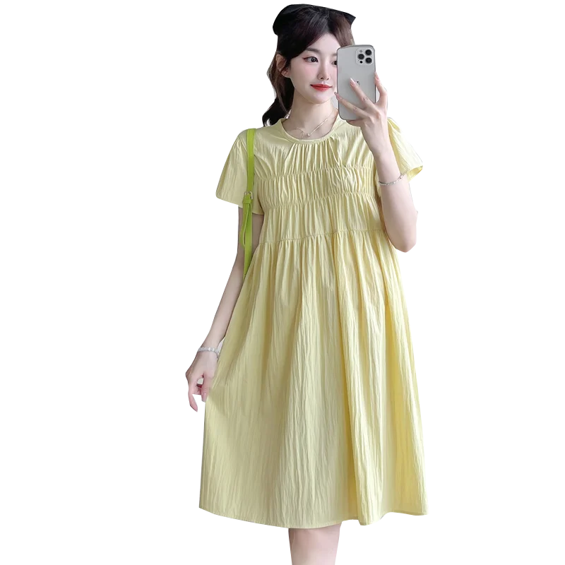 2025 新しい夏のマタニティドレスミニマリストシックなルーズフィット痩身妊娠服ファッショナブルなママ Y2K 若者妊婦