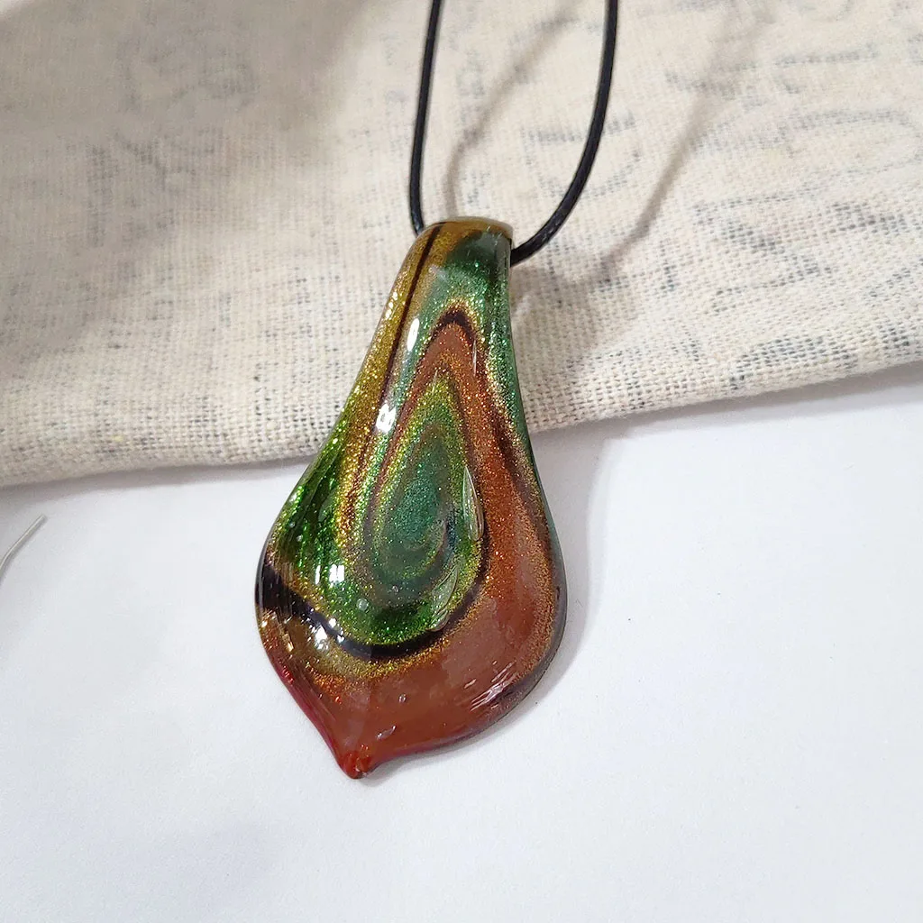 1PCS Fashion Dark Blue Glass Murano Floral Leaf Shape Lampwork Pendant Necklace For Women Cheap Items Jewelry Gift Cheap Items
