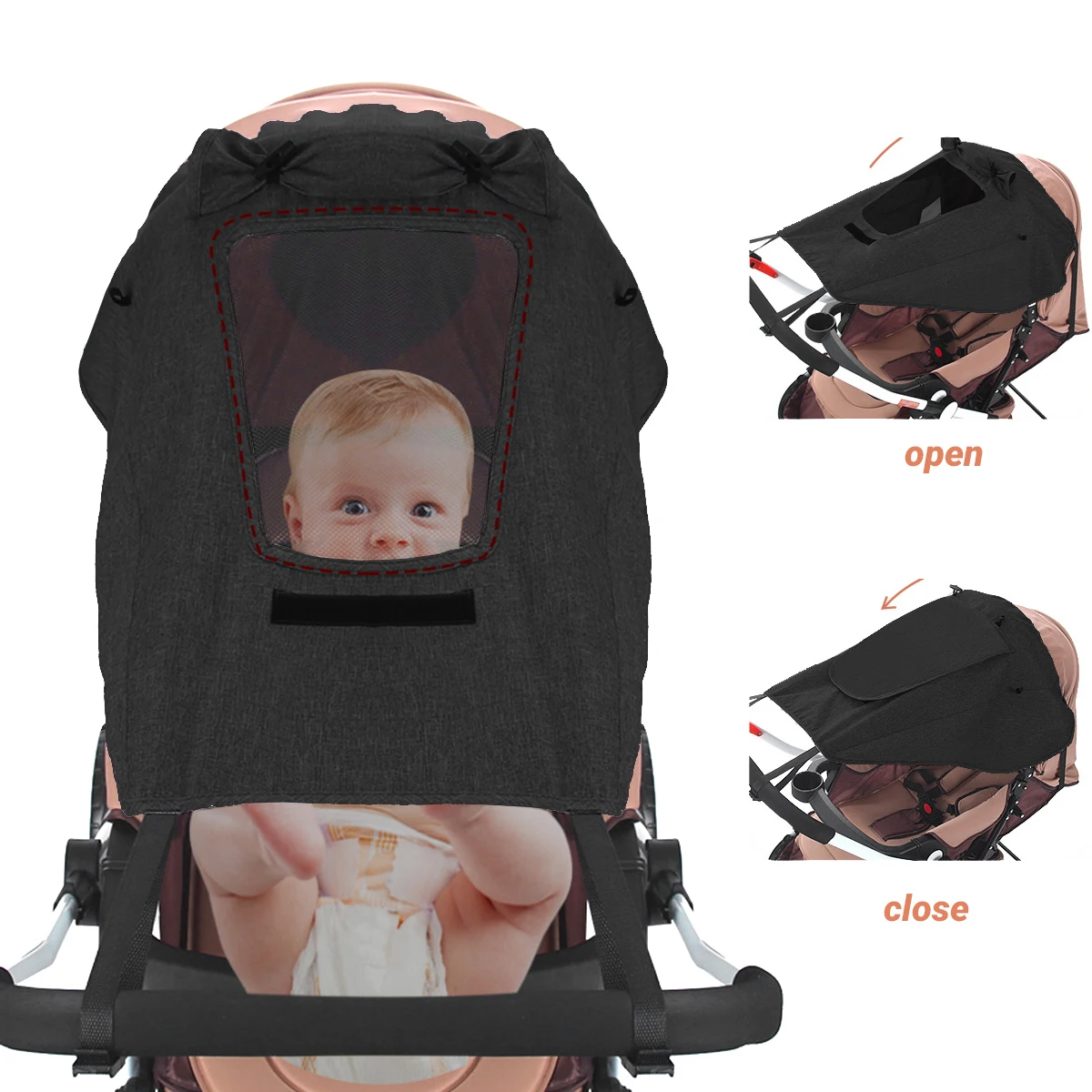 Universal Waterproof Windproof Baby Stroller, Proteção UV, Capa Sombrinha para Crianças, Carrinhos de bebê, Carro, Atividades ao ar livre, Acessórios