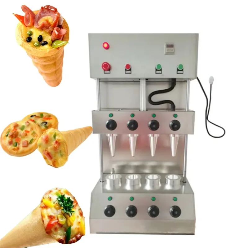 

Hot SellingCommercial 4 Mould Rotary Pizza Cone Maker Snack Machine for Forming Pizza Cones