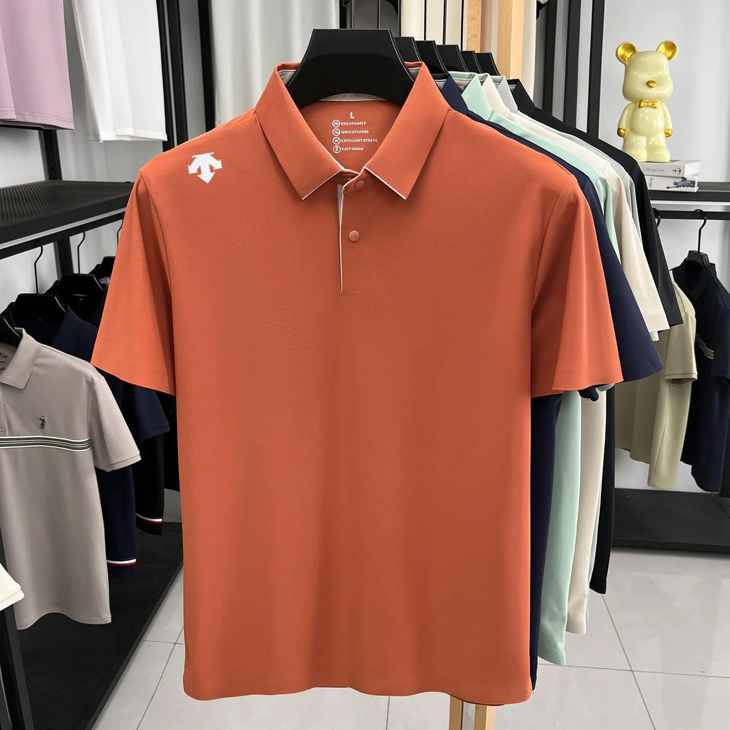 Hochwertiges Eisseide-Kurzarm-Poloshirt, Marken-Luxus, geprägt, modisch, neu, Herren-Sommer-T-Shirt, atmungsaktiv, lässig, Business-T-Shirt – Detail 9