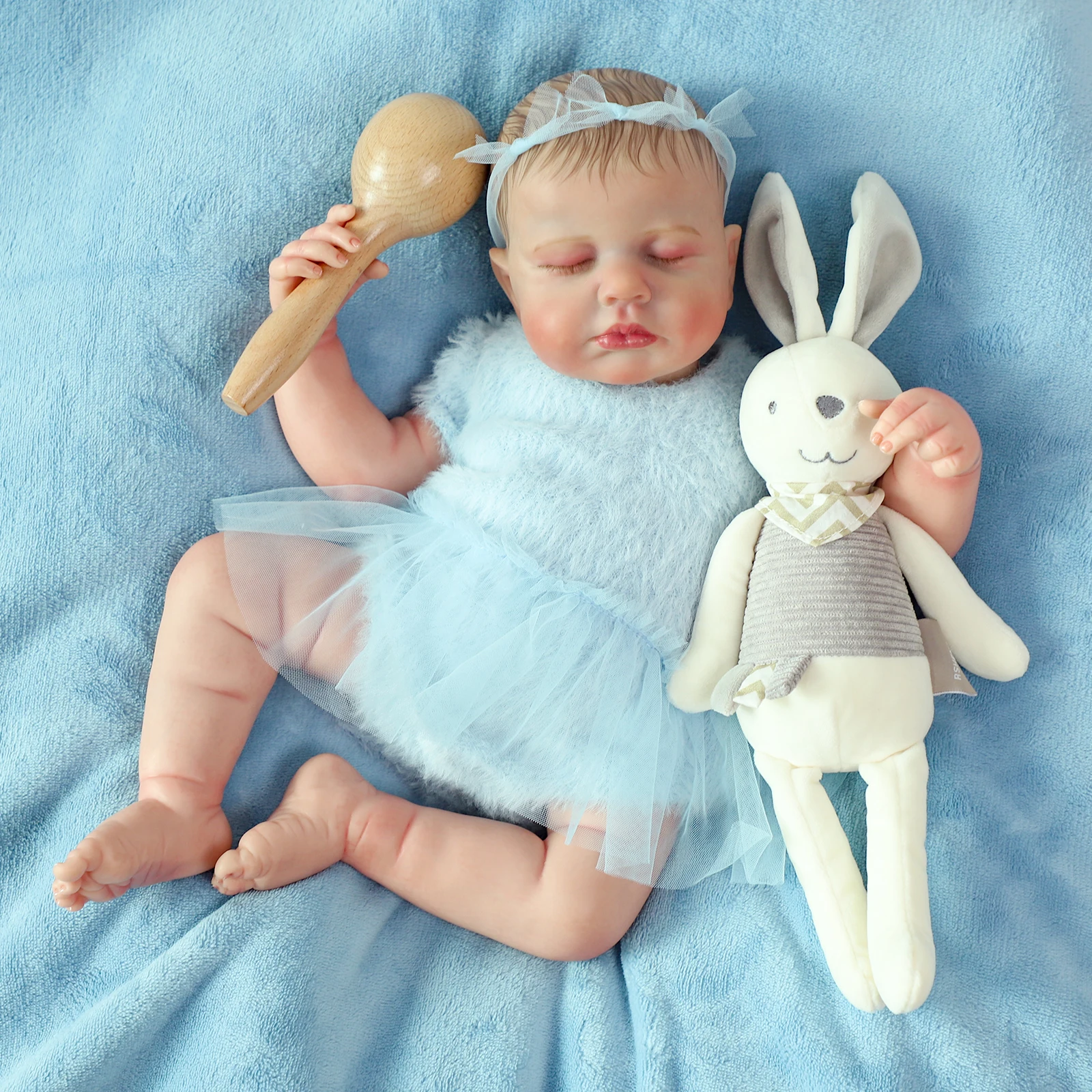 Lebensechte wiedergeborene Babypuppen, 50,8 cm, zum Schlafen, realistische Neugeborene, weicher Stoffkörper mit Fütterungsspielzeug für Kinder ab 3 Jahren