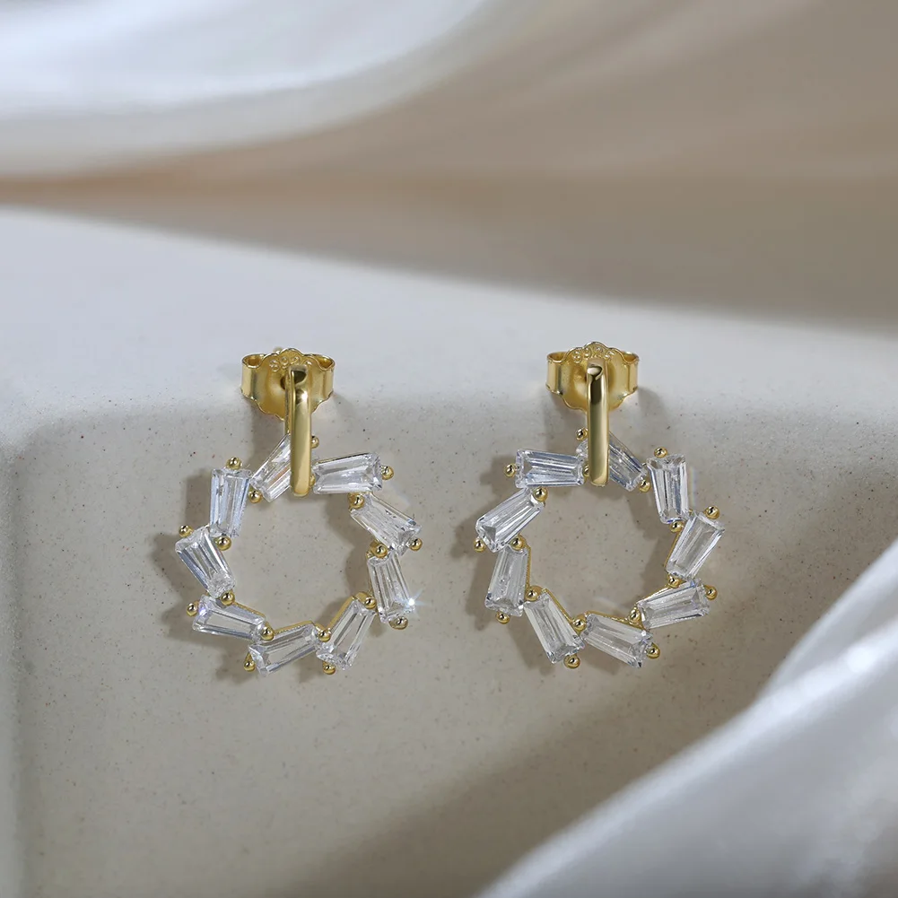 KISS MANDY luxe CZ pendentif rond fleur boucles d'oreilles 925 en argent Sterling Zircon oreille balancent mariée mariage bijoux cadeau APE134