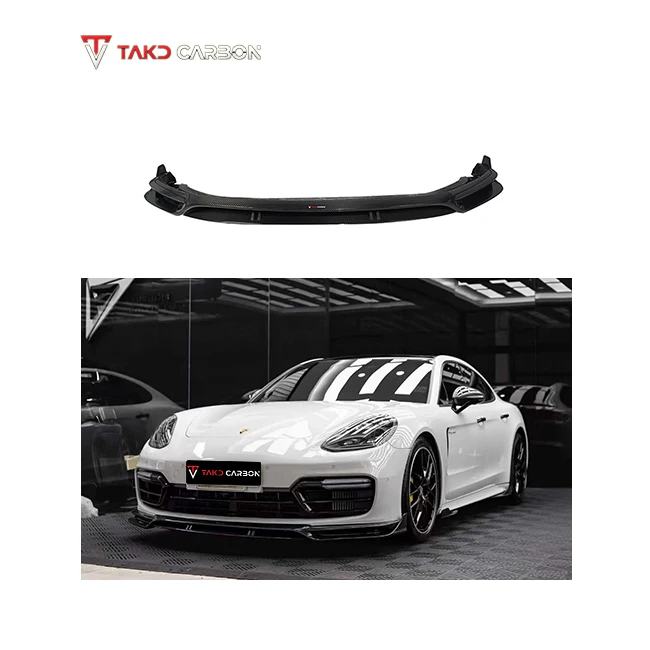 

TAKD Carbon Advantageous Price 3K Twill Glossy Carbon Fiber SD Version Front Bumper Lip for Porsches Panamera 971