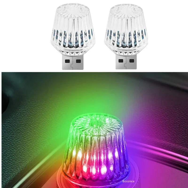 Car USB Ambient Lights Portable Mini LED Atmosphere Lamps Interior Decorative Lights for Car and Computer, Environment Lighting