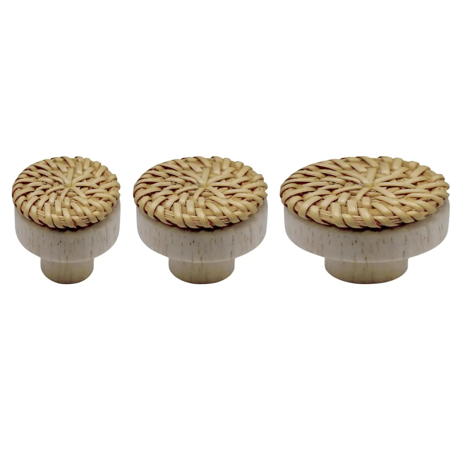 Rattan Dresser Knob Drawer Pulls Decoration Tools Retro Style Wooden Handmade