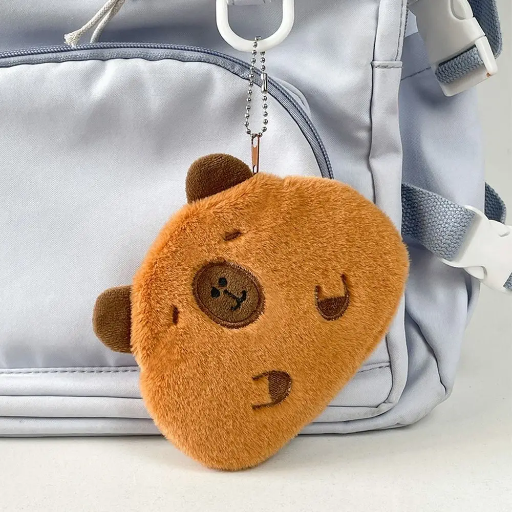 Moda dos desenhos animados capivara moeda bolsa de pelúcia macia boneca chaveiro pequena carteira brinquedos saco de cobaia pingente saco pendurado