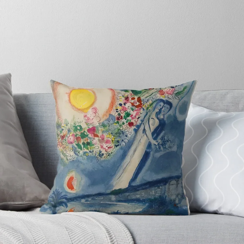 Lovers in the Sky of Nice by Marc Chagall Throw Pillow anime girl pillow