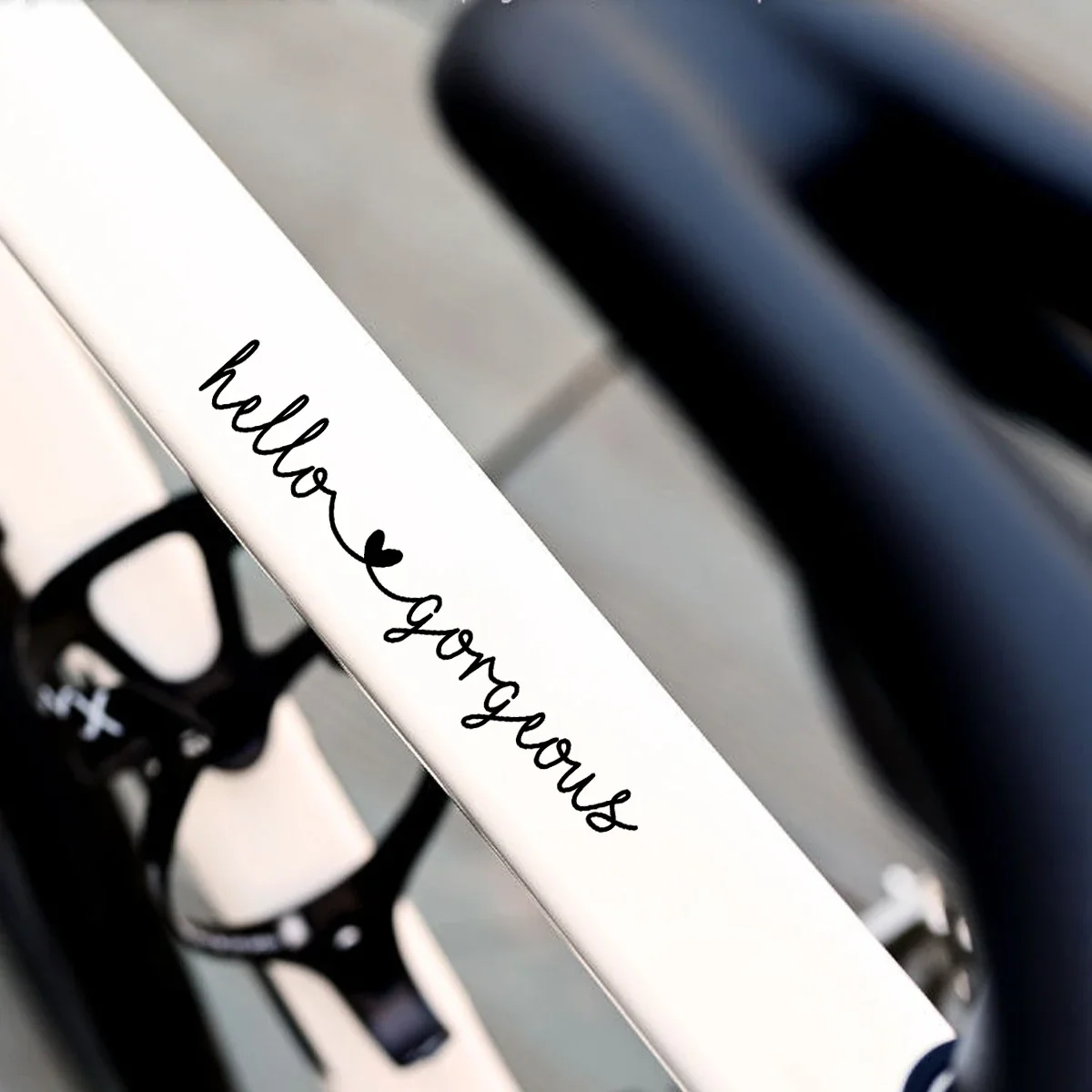 2PCS/SET Black Handwritten "hello gorgeous" & Heart Pattern Sticker for Bike Car Laptop Decor Vinyl Decals