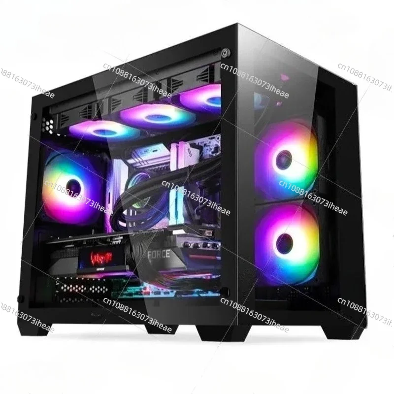 LY boîtier d'ordinateur de bureau 360 refroidi à l'eau vue sur la mer salle M-ATX blanc plein côté boîtier principal transparent