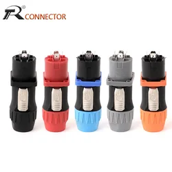 1set Professional 4Poles Male Plug Female Panel Chassis Mount Socket Speaker Twist Lock Adapter Speakon Audio Cable Connector