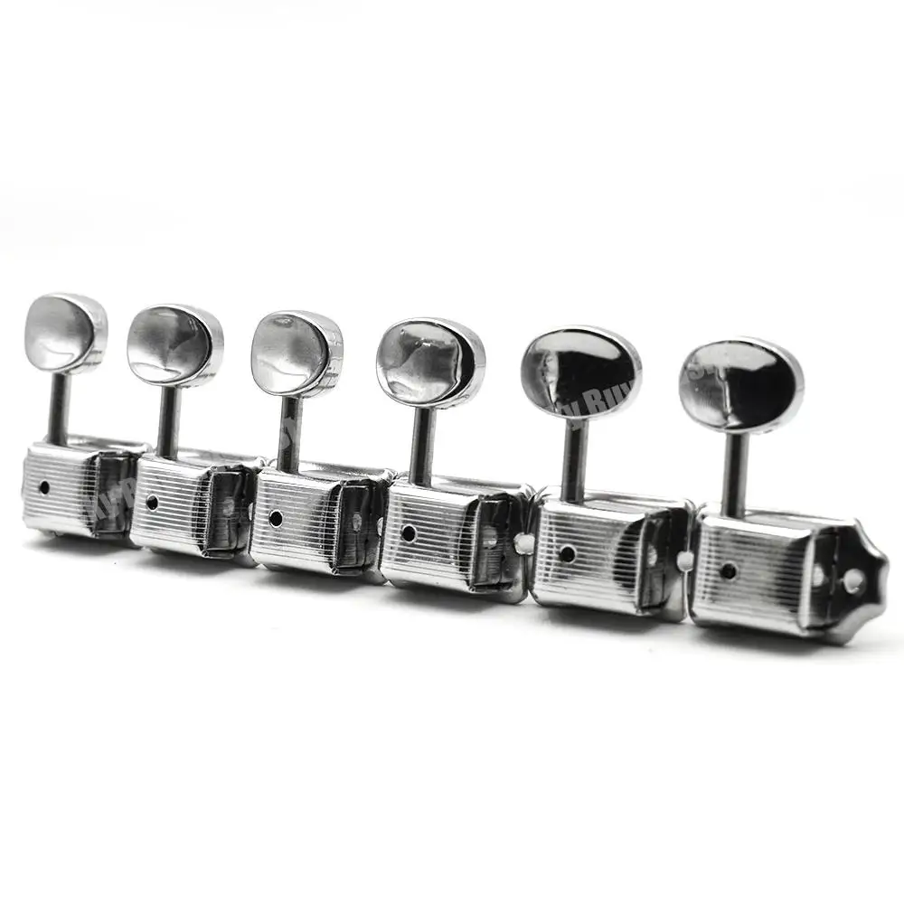 1 Set 6 In-line Vintage Electric Guitar Machine Heads Tuners For ST & TL Guitar Silver ( Nickel ) Tuning Pegs