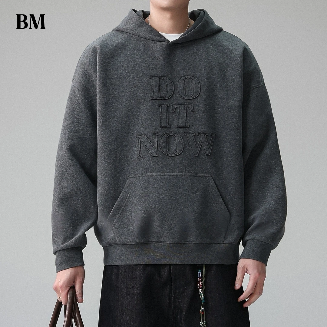 

Мужская толстовка в американском уличном стиле с вышивкой букв, карманом-кенгуру, свободного кроя, повседневная, комфортная, высокого качества, городская мода, трендовая