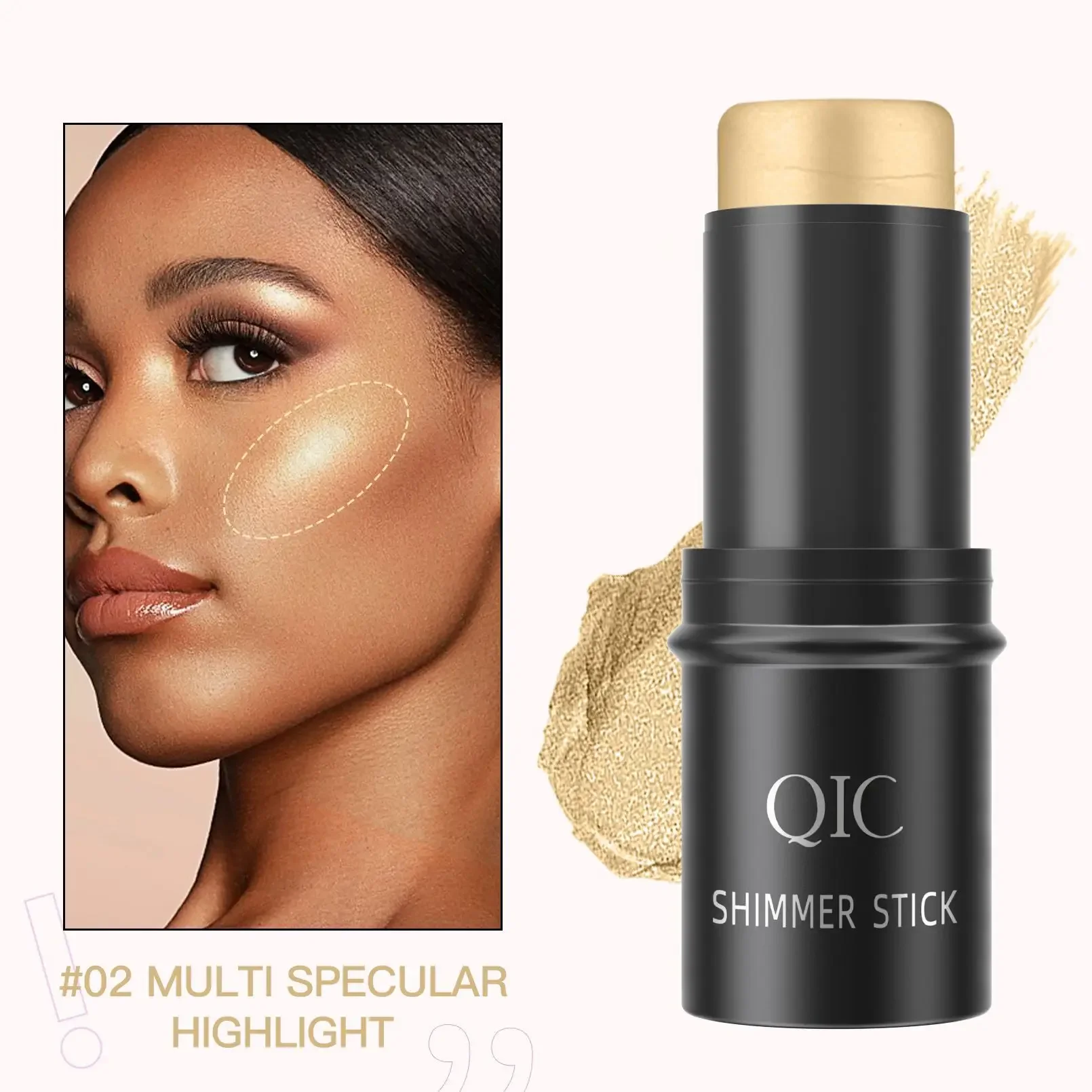 Qic 6-kleuren Contour Stick Highlight Fleuren Duurzame Waterdichte Concealer Multifunctionele Shimmer Blusher Oogschaduw Gezichtsmake-up