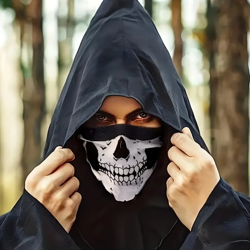 1/2/3 Totenkopf-Maske, gemusterter Maske, winddichter Schal, atmungsaktives Kopftuch, geeignet für Sport und Halloween-Rollenspiele im Freien – Detail 7