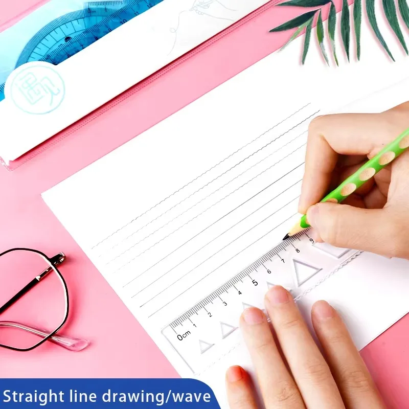 Flexible Ruler 20cm Soft Plastic Transparent PVC Drawing Tool for Kids Primary School Supplies Stationery Set Durable Creative