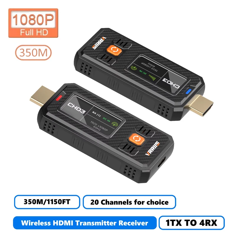 Kits émetteur-récepteur vidéo sans fil HDMI 350M, adaptateur d'extension HDMI, Dongle TV Stick 1080P pour ordinateurs portables et moniteurs PC
