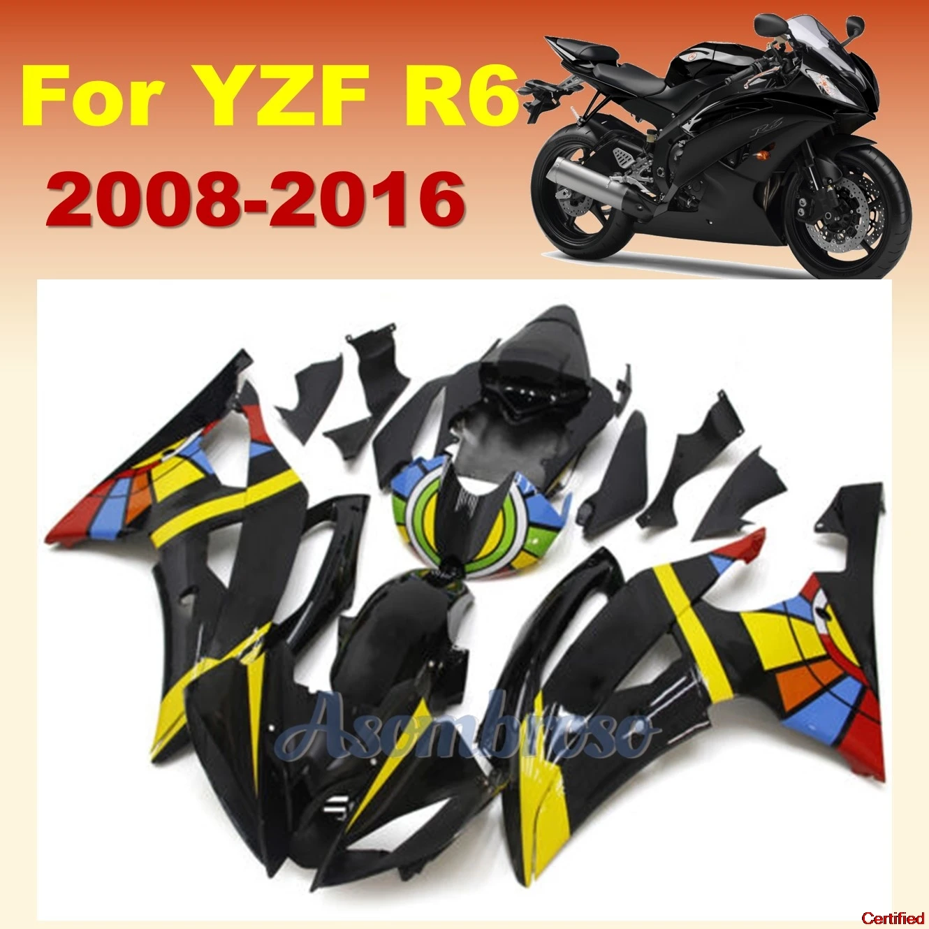 

Motorcycle full Fairing Kit fit For YAMAHA YZF R6 2008 2009 2010 2011 2012 2013 2014 2015 2016 YFZ-R6 Bodywork Fairings set