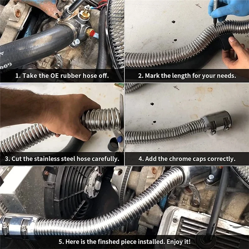 Coolant Hose Set W Cap Clamp Stainless Steel Flexible Car Radiator Hose Universal Radiator Replacement Part