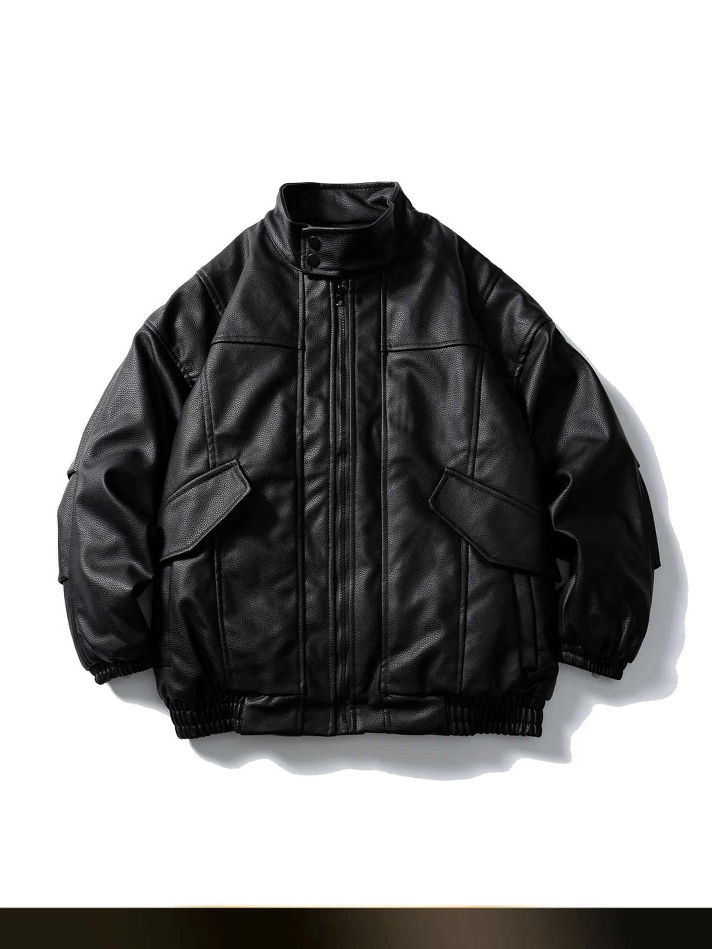 

Nted American Retro Motorcycle Sle Stand Collar PU Leather Jaet Men's Winter Loose Warm Couple Cotton Coat Youth Casual